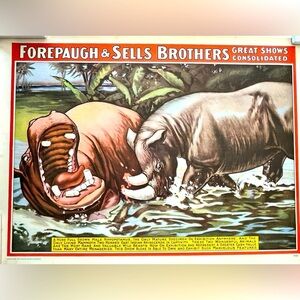 Vintage 1960 Forepaugh & Sells Brothers Vintage Circus Poster